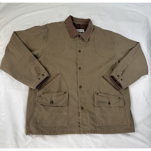 VTG Columbia Barn Field Coat Heavy Duck Cotton Lined Olive Brown RiverLodge XL - Picture 2 of 13